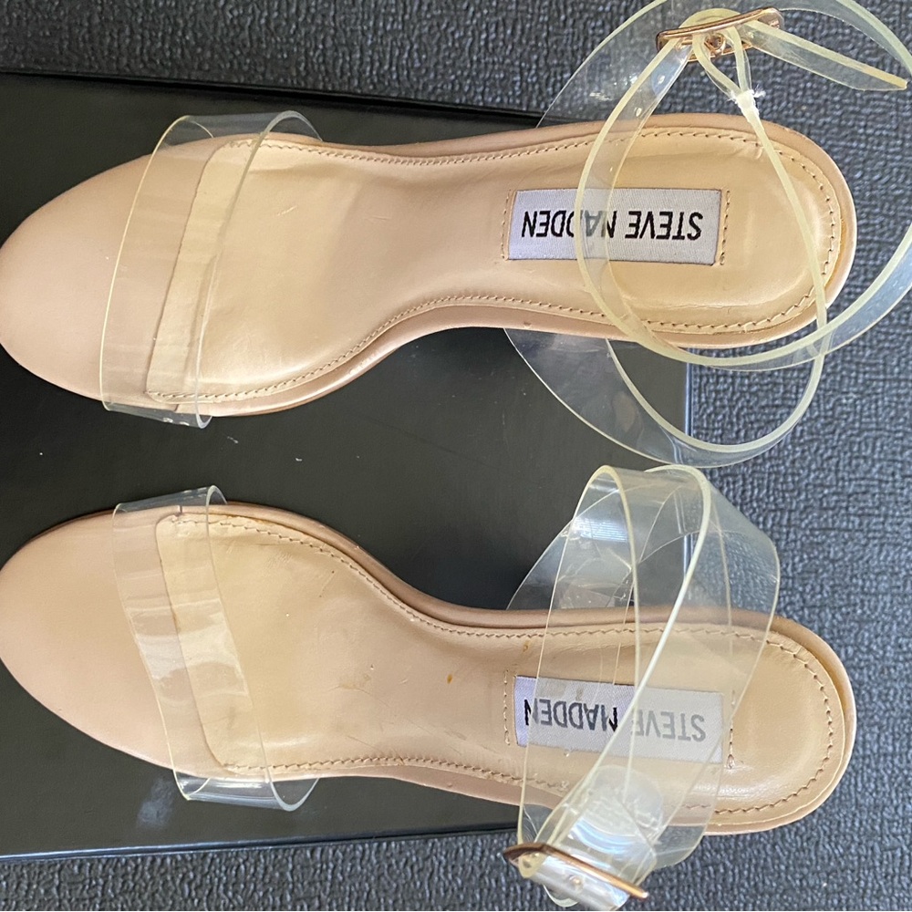 Steve Madden Nude Heels with Clear Straps